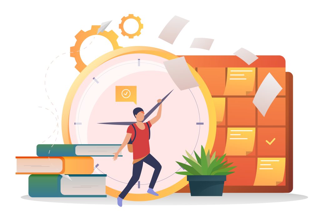 Student moving clock hands